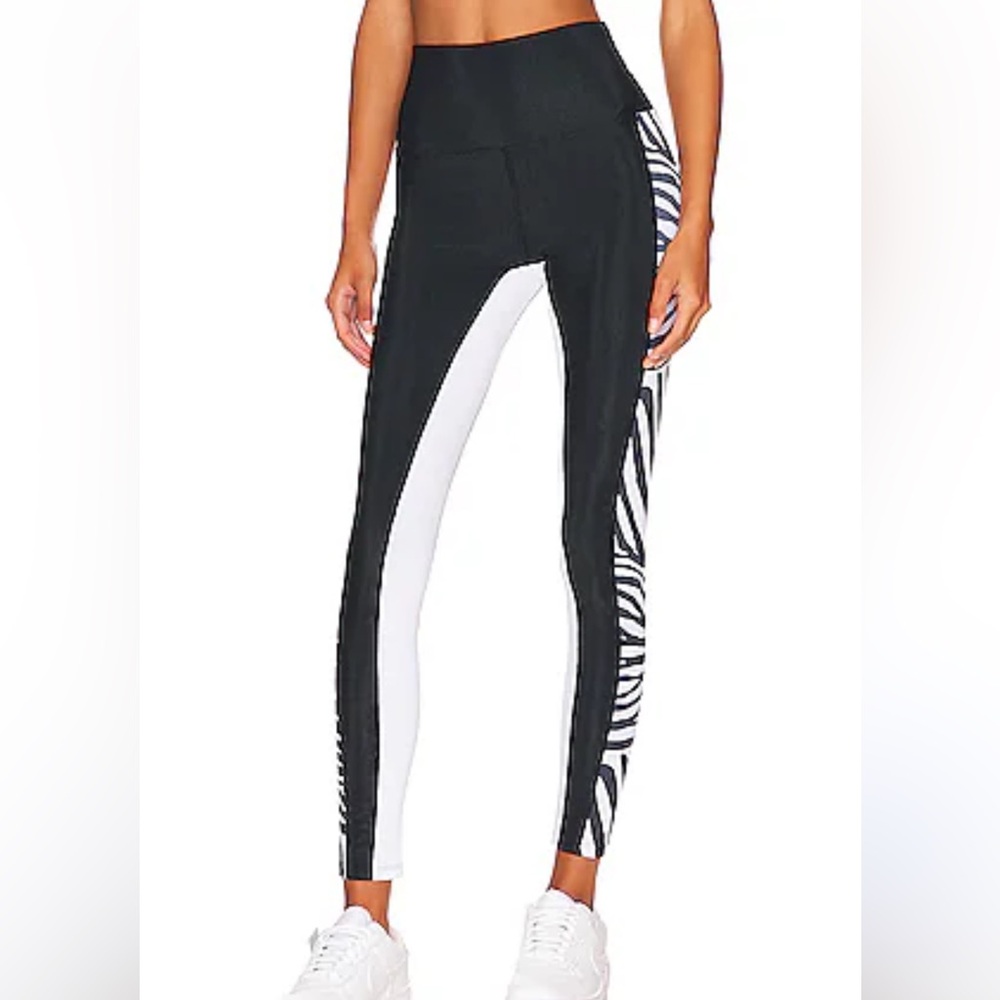 Beach Riot Black & White Zebra Panel High-Waist Leggings